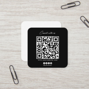 Carte De Visite Carré QR Code noir blanc Suivre l'analyse pour se connec