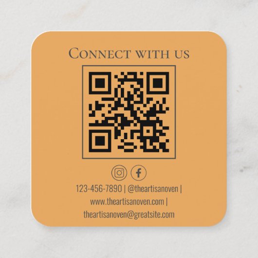 Carte De Visite Carré QR Code Orange White Cupcake Bakou (Dos)