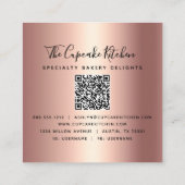 Carte De Visite Carré QR Code Pink Cupcake Glitter Drips Bakery Black (Dos)