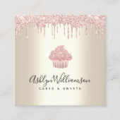 Carte De Visite Carré QR Code Pink Cupcake Parties scintillant Driving B (Devant)