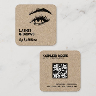 Carte De Visite Carré QR code pour Sourcils et Cils