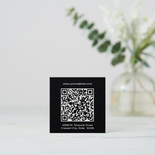 Carte De Visite Carré QR Code Professionnel Minimal (Debout devant)