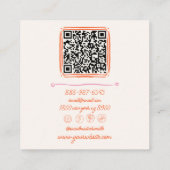 Carte De Visite Carré QR Code Retro rose orange tiré À damiers fille (Dos)