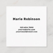 Carte De Visite Carré QR Code Retro Super Black White Squiggles Bonjour (Dos)