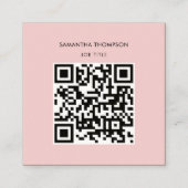 Carte De Visite Carré QR Code Scannable Moderne Professionnel Rosé rose  (Devant)