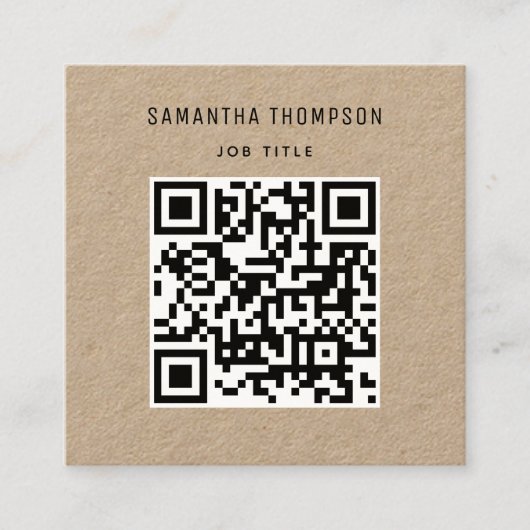 Carte De Visite Carré QR Code scanner moderne professionnelle Rustique K (Devant)