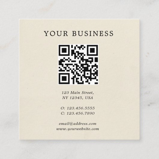 Carte De Visite Carré QR Code Simple Edelweiss Flower (Dos)