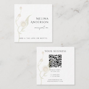 Carte De Visite Carré QR Code simple Fleur sauvage de marguerite