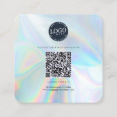 Carte De Visite Carré QR Code Social Media and Website Holographic (Devant)