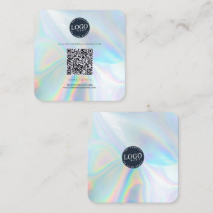 Carte De Visite Carré QR Code Social Media and Website Holographic