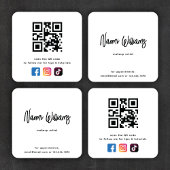 Carte De Visite Carré QR Code Social Media Icons Simple Moderne