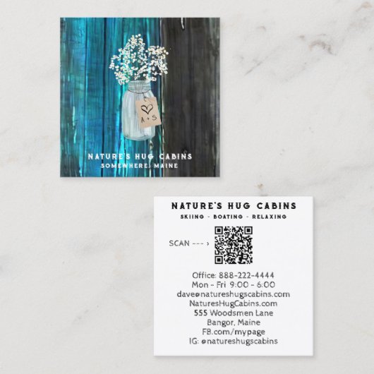 Carte De Visite Carré *~* QR en détresse AP49 Mason Jar (Devant / Derrière)