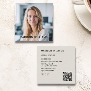 Carte De Visite Carré QR Média Sociaux Personnalisés Photo Professionnel