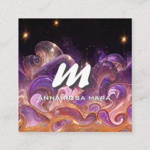 Carte De Visite Carré *~* QR Night Stars Sky ETHEREAL WAVES AP93