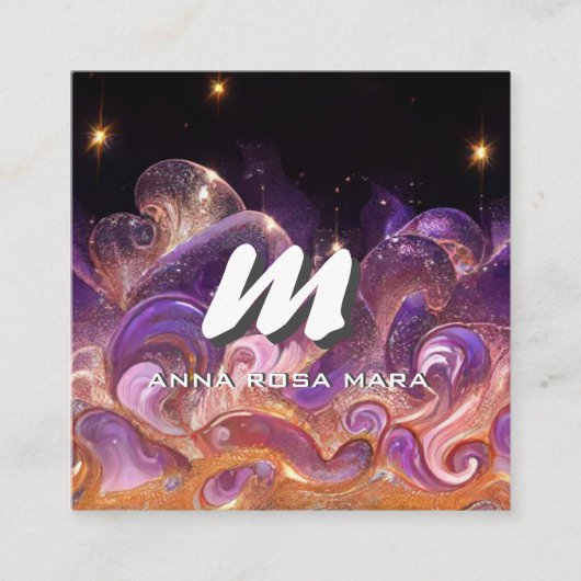 Carte De Visite Carré *~* QR Night Stars Sky ETHEREAL WAVES AP93 (Devant)