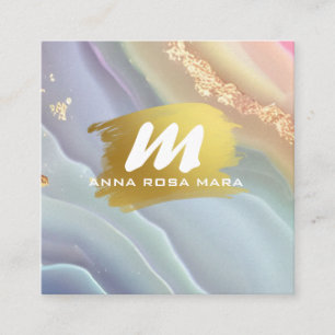 Carte De Visite Carré *~* QR Pastel AP66 Gold Parties scintillant Rainbo