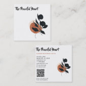 Carte De Visite Carré *~* QR Wabi Sabi Encre minimale Abstraite AR27 Sim (Devant / Derrière)