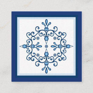 Carte De Visite Carré Quatre inséparables bleus art folklorique et front