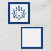 Carte De Visite Carré Quatre inséparables bleus art folklorique et front (Devant / Derrière)