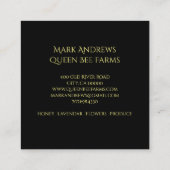 Carte De Visite Carré Queen Bee Crown Farm Apiary Jaune Or (Dos)