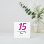 Carte De Visite Carré quiencenera 15e anniversaire ajouter date année te (Debout devant)