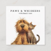 Carte De Visite Carré Quirky Funny Chig Chat vétérinaire (Devant)