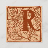 Carte De Visite Carré R initial avec Chrysanthemums (Dos)
