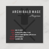 Carte De Visite Carré Rabbit dans un Casquette gris foncé et rouge monog (Dos)