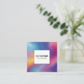 Carte De Visite Carré Rainbow Blur Minimalist Modern QRCode Social Media (Debout devant)