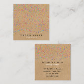 Carte De Visite Carré Rainbow Confetti Rustique Kraft (Devant / Derrière)