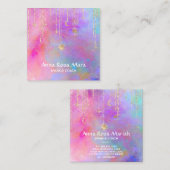 Carte De Visite Carré *~* Rainbow Gold Sparken Parties scintillant Lune  (Devant / Derrière)