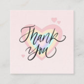 Carte De Visite Carré Rainbow Heart Chic Merci Valentines Jour (Devant)