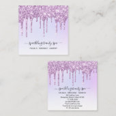 Carte De Visite Carré *~* Rainbow Pastel Magenta DriPARTIES SCINTILLANT  (Devant / Derrière)