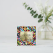Carte De Visite Carré Rainbow Psychedelic Neon Abstrait Wavy Art (Debout devant)