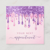 Carte De Visite Carré Rappel de rendez-vous avec Parties scintillant ros (Devant)