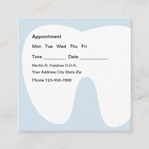 Carte De Visite Carré Rappel de rendez-vous de fond de dent pour dentist