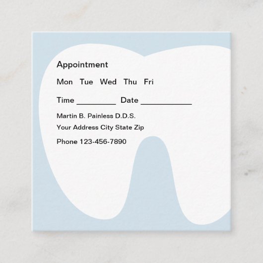 Carte De Visite Carré Rappel de rendez-vous des Arrière - plans dentiste (Devant)