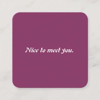 Carte De Visite Carré Ravi De Vous Rencontrer Créative Typographie Viole