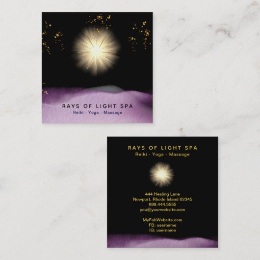 Carte De Visite Carré *~* Rayons de guérison légère Étoiles d'énergie Un (Devant / Derrière)