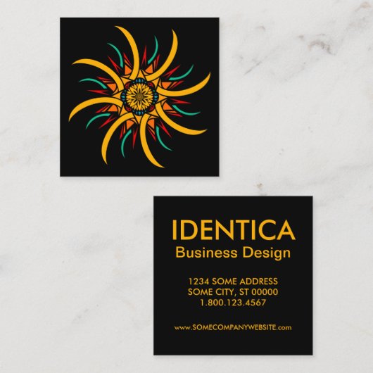 Carte De Visite Carré rayons solaires (Devant / Derrière)