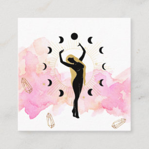 Carte De Visite Carré *~* Rays Crystals Or cosmique Black Goddess Moon