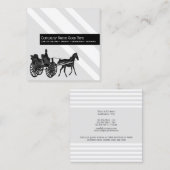 Carte De Visite Carré Rayure hippomobile chic de blanc gris de chariot (Devant / Derrière)
