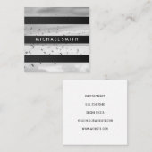 Carte De Visite Carré Rayures | Moderne | Photographe (Devant / Derrière)