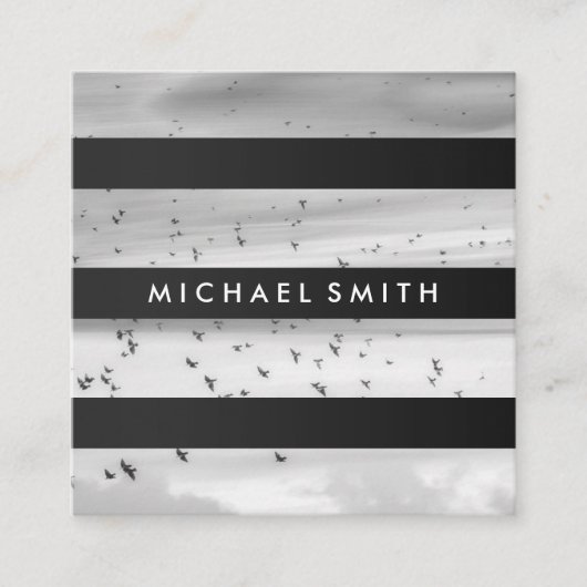 Carte De Visite Carré Rayures | Moderne | Photographe (Devant)