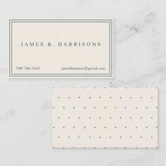 Carte De Visite Carré rayures points Classic rétro gris propre (Devant / Derrière)