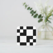 Carte De Visite Carré Rectangles et Carrés géométriques - Noir et Blanc (Debout devant)