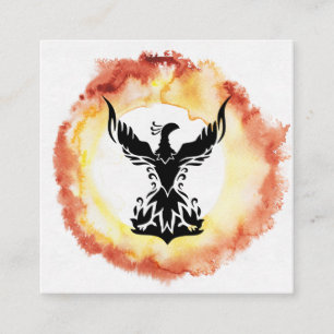 Carte De Visite Carré *~* Red Orange Flames Black Phoenix Ring Fire