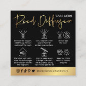 Carte De Visite Carré Reed Diffuser Care Instructions Logo Black & Gold (Devant)