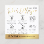 Carte De Visite Carré Reed Diffuser Care Instructions Logo Blanc & Or (Devant)