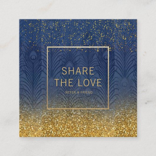 Carte De Visite Carré Référence de parties scintillantes d'or de plume (Devant)